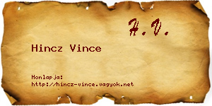 Hincz Vince névjegykártya